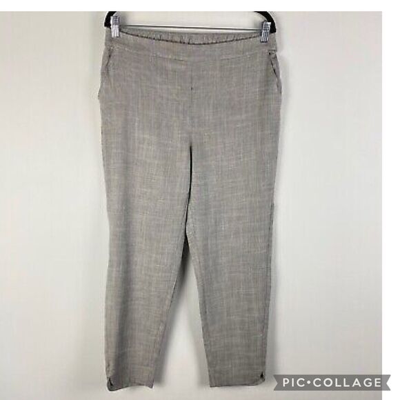 Chicos Linen Blend Pull On Ankle Pants Women's Size 3 XL Gray Elastic Waist Back - Picture 1 of 10